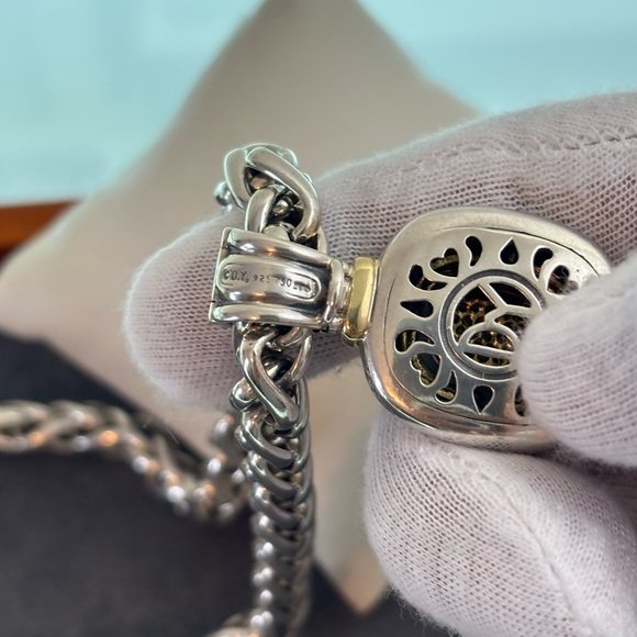 David Yurman 925 & 14k Gold XL Albion Pendant Necklace with Diamonds 16.5" - Picture 10 of 11